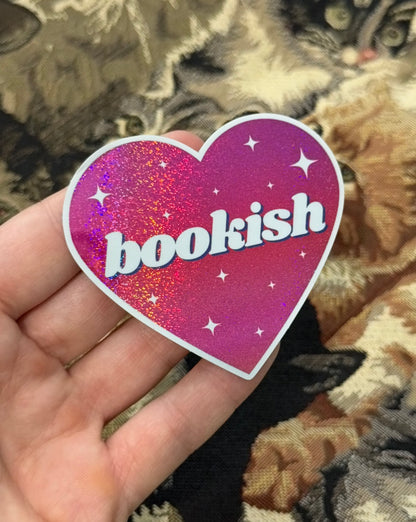 Bookish Glittery Heart Sticker