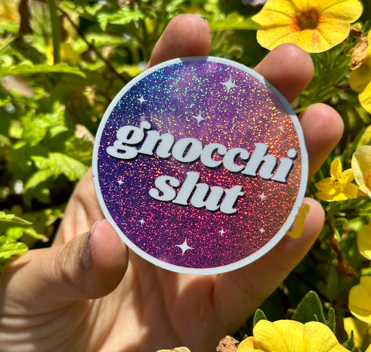 Gnocchi Slut Circle Ombre Glittery Sticker