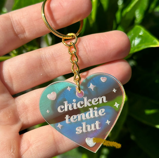 Chicken Tendie Slut Iridescent Acrylic Keychain