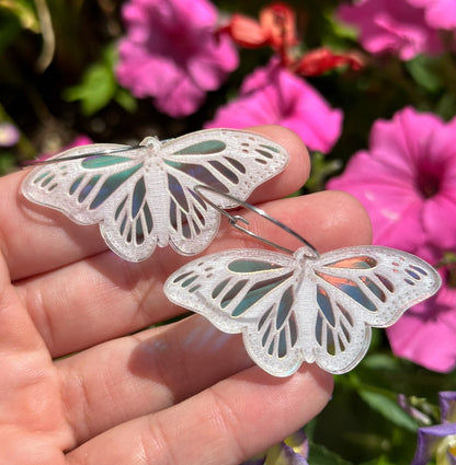 Iridescent Monarch Butterfly Hoop Earrings