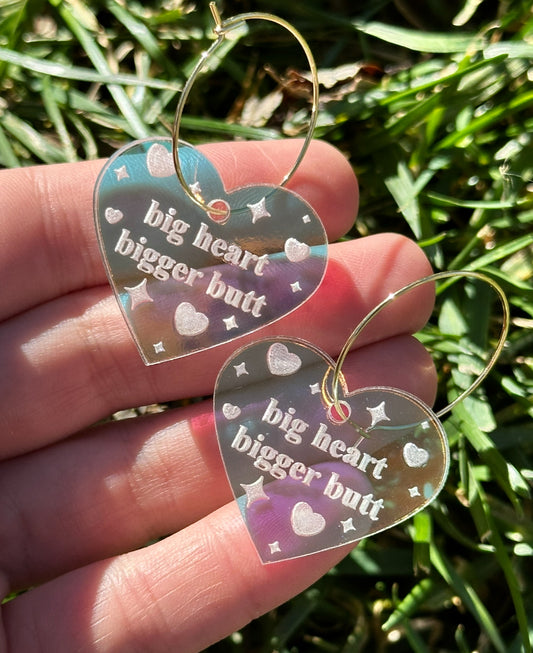 Iridescent Big Heart Bigger Butt Hoop Earrings