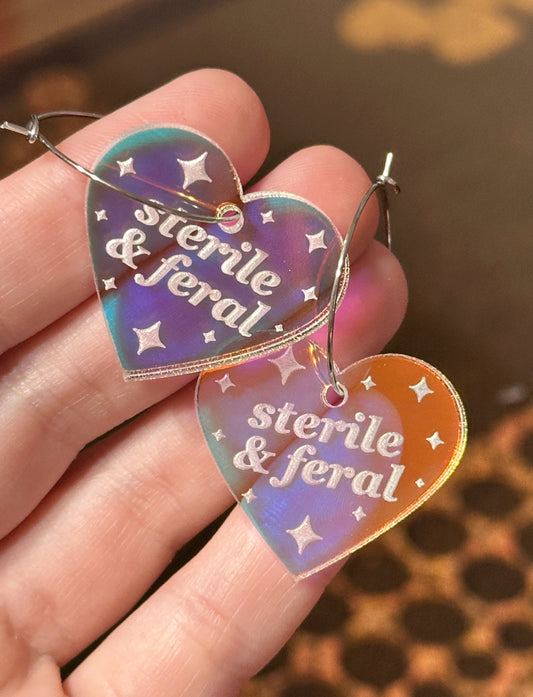 Sterile & Feral Iridescent Heart Hoop Earrings