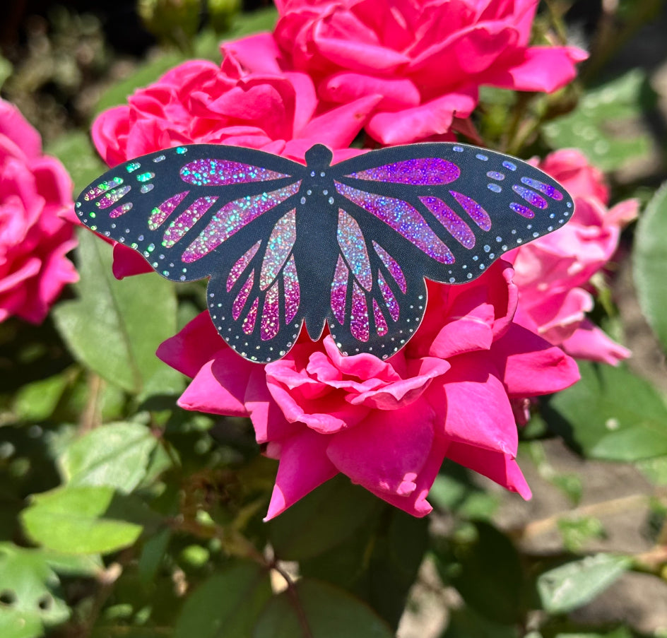 Pink Monarch Butterfly Glittery Sticker