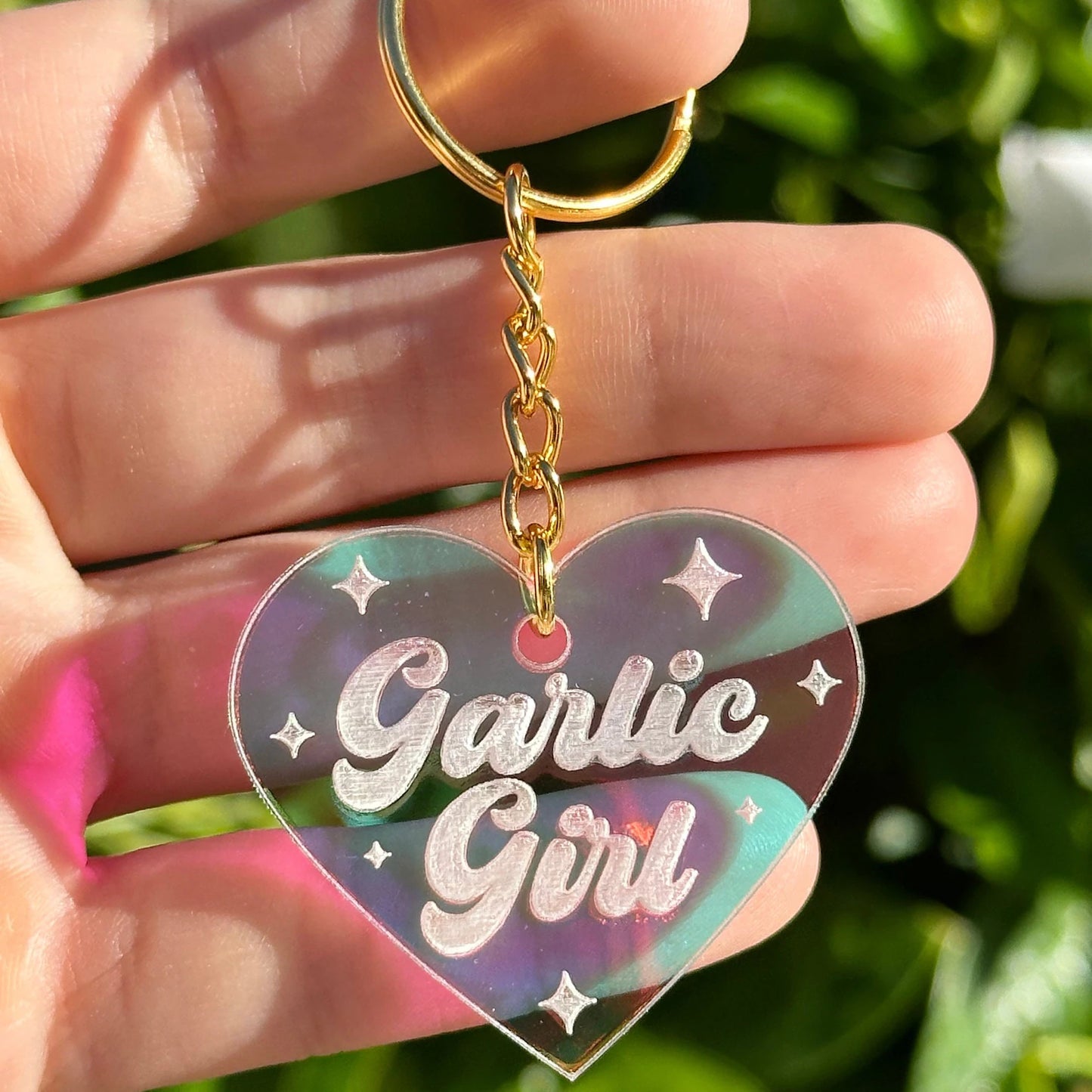 Garlic Girl Iridescent Acrylic Keychain