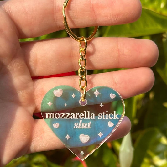 Mozzarella Stick Slut Iridescent Acrylic Keychain