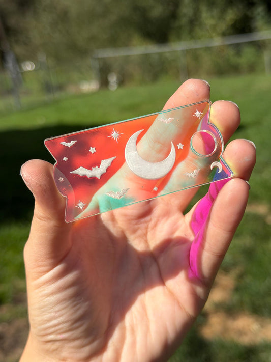 Iridescent Celestial Bat Halloween Tumbler Topper 30 oz Size (Fits New 2.0 Cups Only Read Below!)