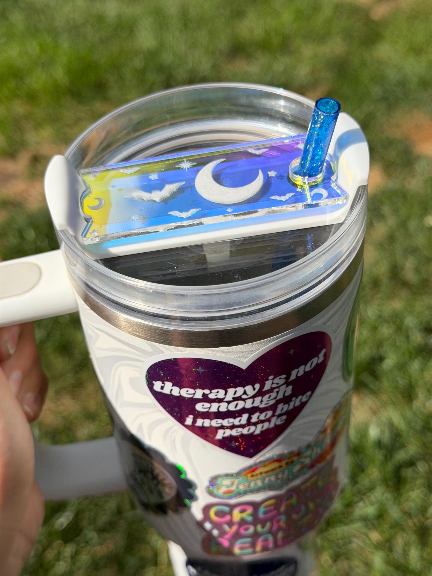 Iridescent Celestial Bat Halloween Tumbler Topper 40 oz Size (Fits New 2.0 Cups Only Read Below!)