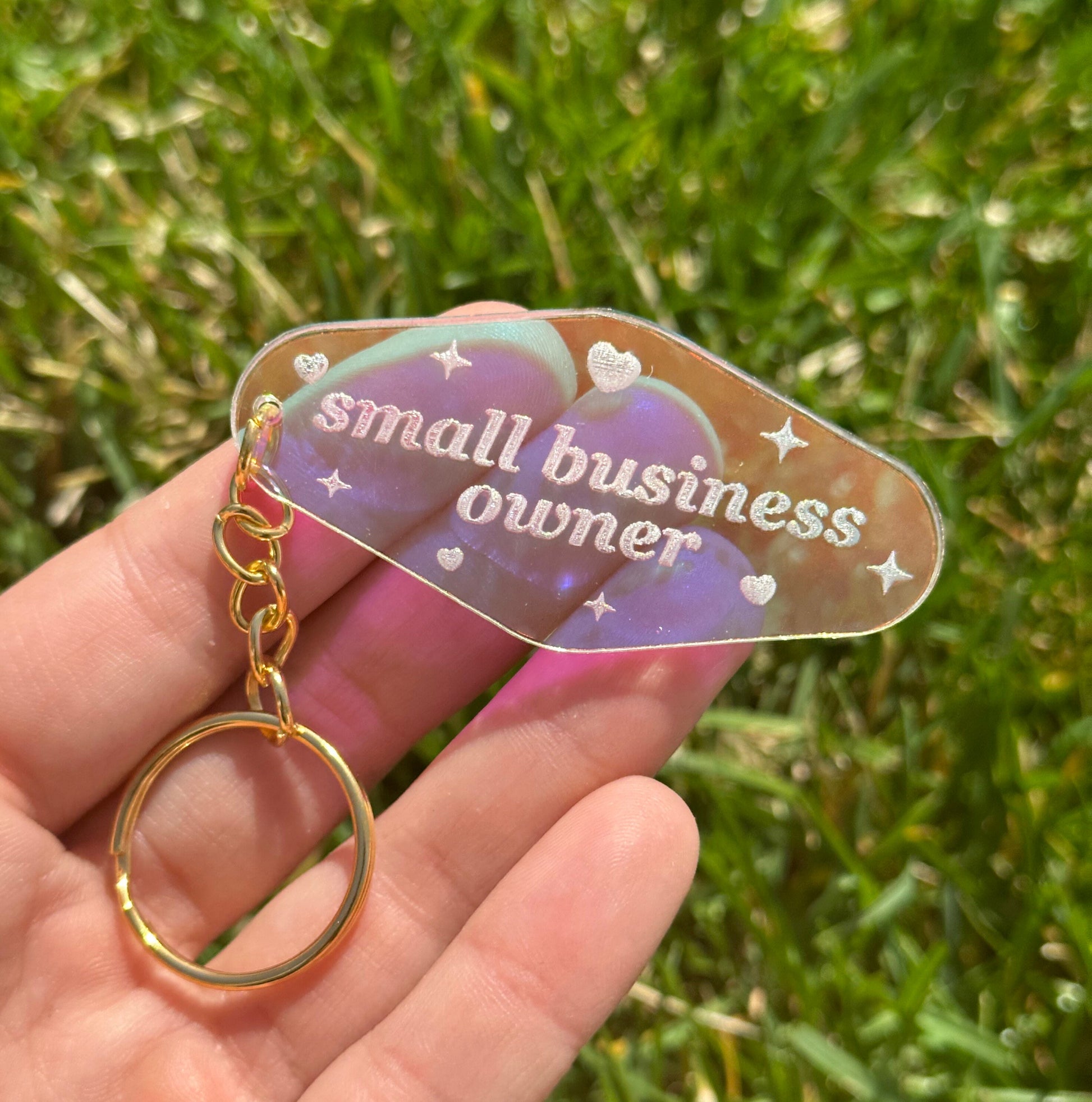 Small Business Owner Iridescent Acrylic Motel Keychain