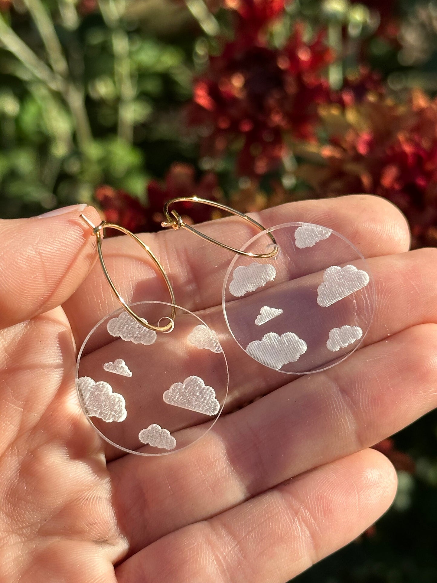 Clear Cloudy Circle Hoop Earrings