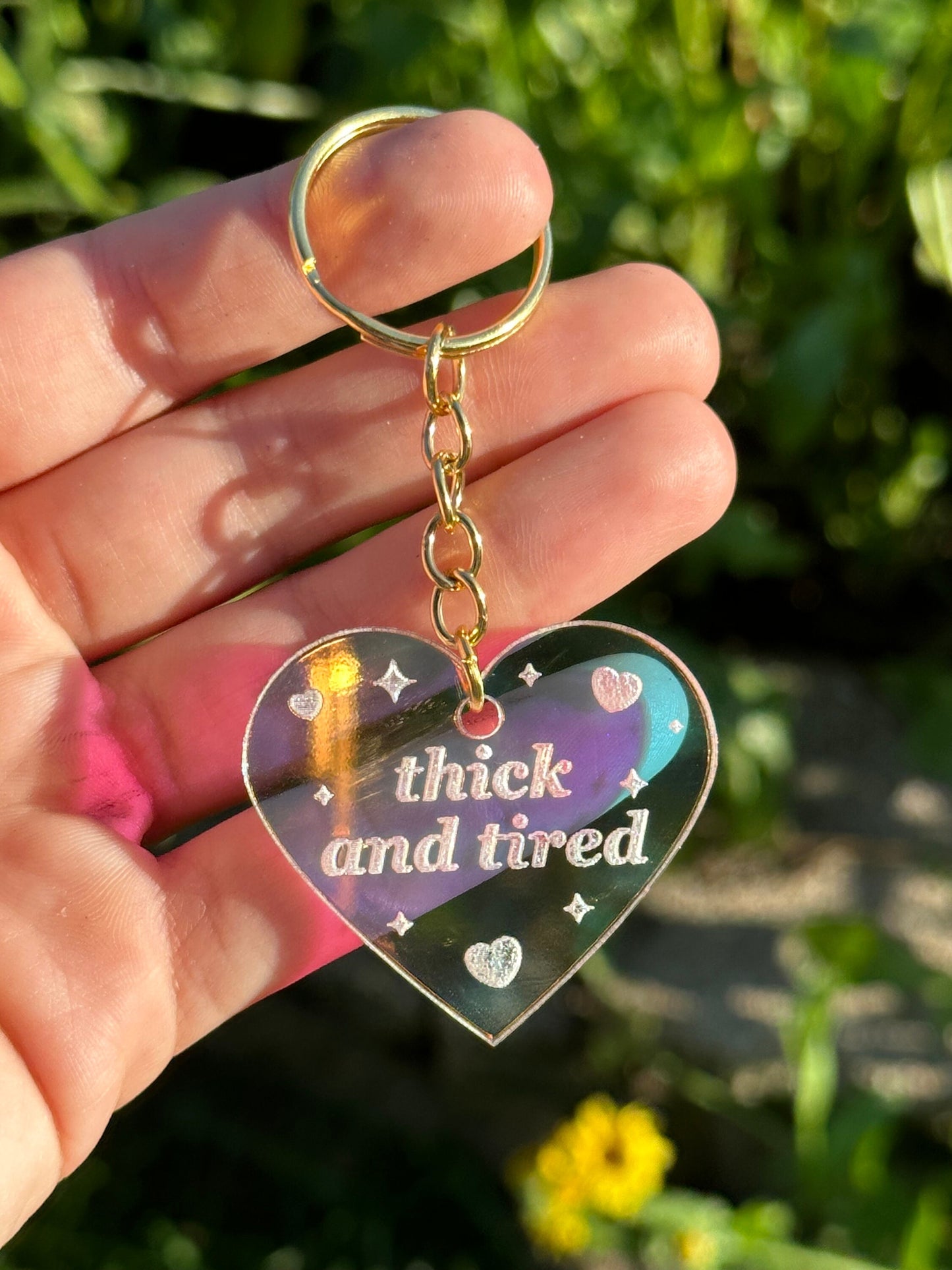 Thick & Tired Iridescent Acrylic Keychain