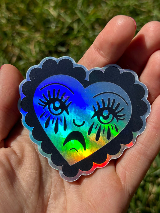 Crying Heart 2.0 Holo Sticker 2.7x2.5