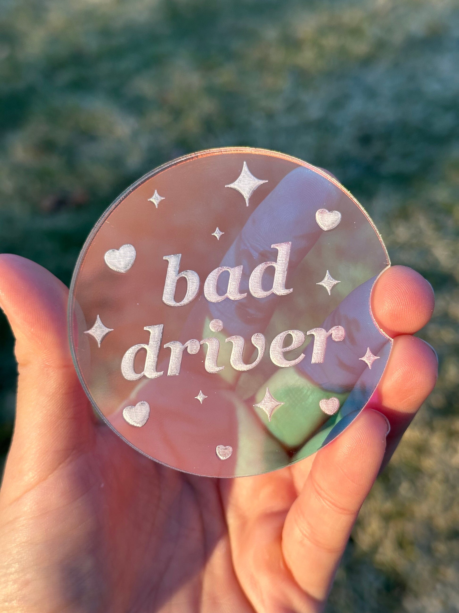 Individual 3 Inch Iridescent Car Coaster - Bad Driver