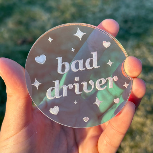 Individual 3 Inch Iridescent Car Coaster - Bad Driver