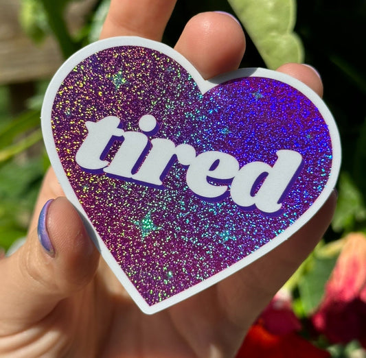 Tired Pink/Purple Glittery Dust Sticker
