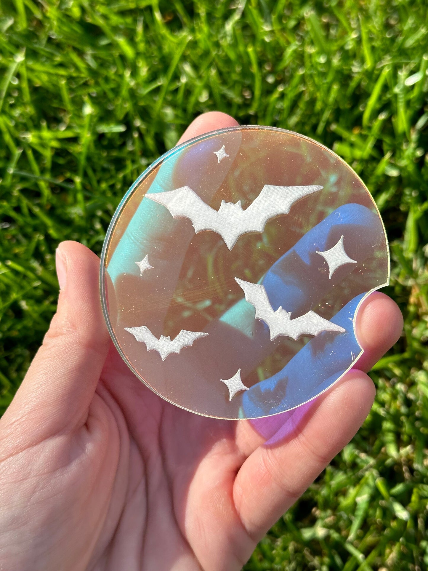 Individual 3 Inch Iridescent Car Coaster - Bats