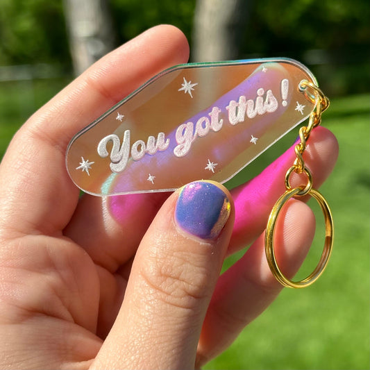 You Got This! Iridescent Acrylic Motel Keychain