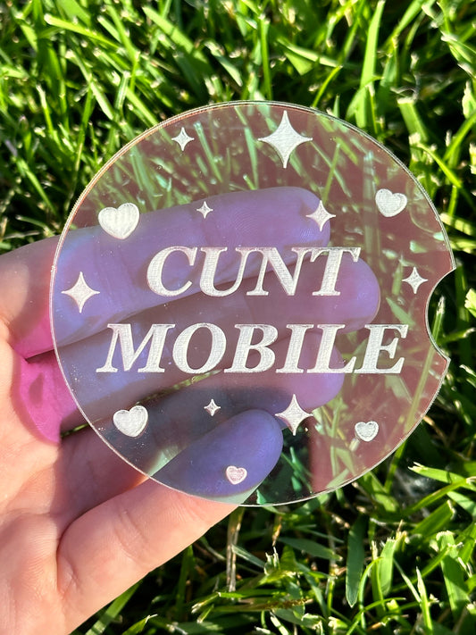 Individual 3 Inch Iridescent Car Coaster - Cunt Mobile