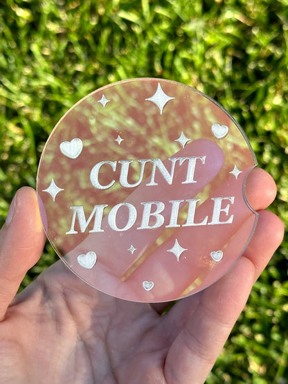 Individual 3 Inch Iridescent Car Coaster - Cunt Mobile