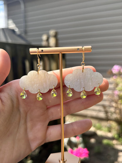 Cloudy Day Acrylic Earrings - Pearly White (MINI SIZE)