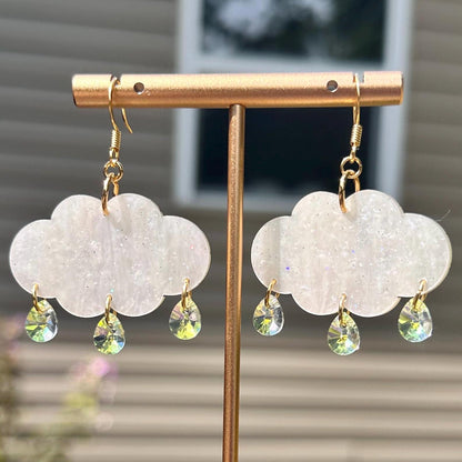 Cloudy Day Acrylic Earrings - Pearly White (MINI SIZE)