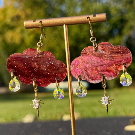 Cloudy Day Acrylic Earrings - Celestial Gemstone Drops