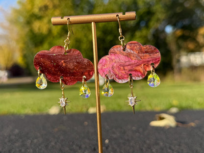 Cloudy Day Acrylic Earrings - Celestial Gemstone Drops