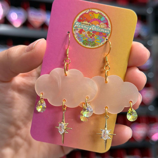 Cloudy Day Acrylic Earrings - Neutral Pearl (MINI SIZE)