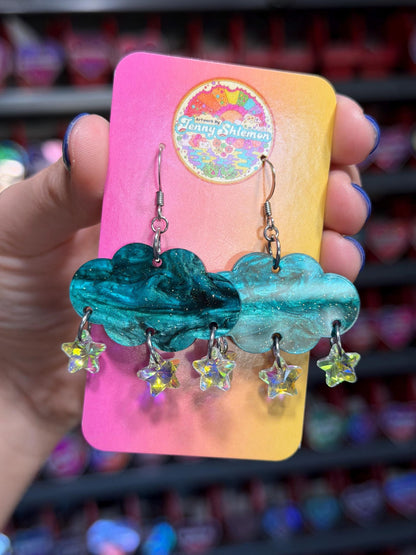 Cloudy Day Acrylic Earrings - Magic Forest Stars (MINI SIZE)