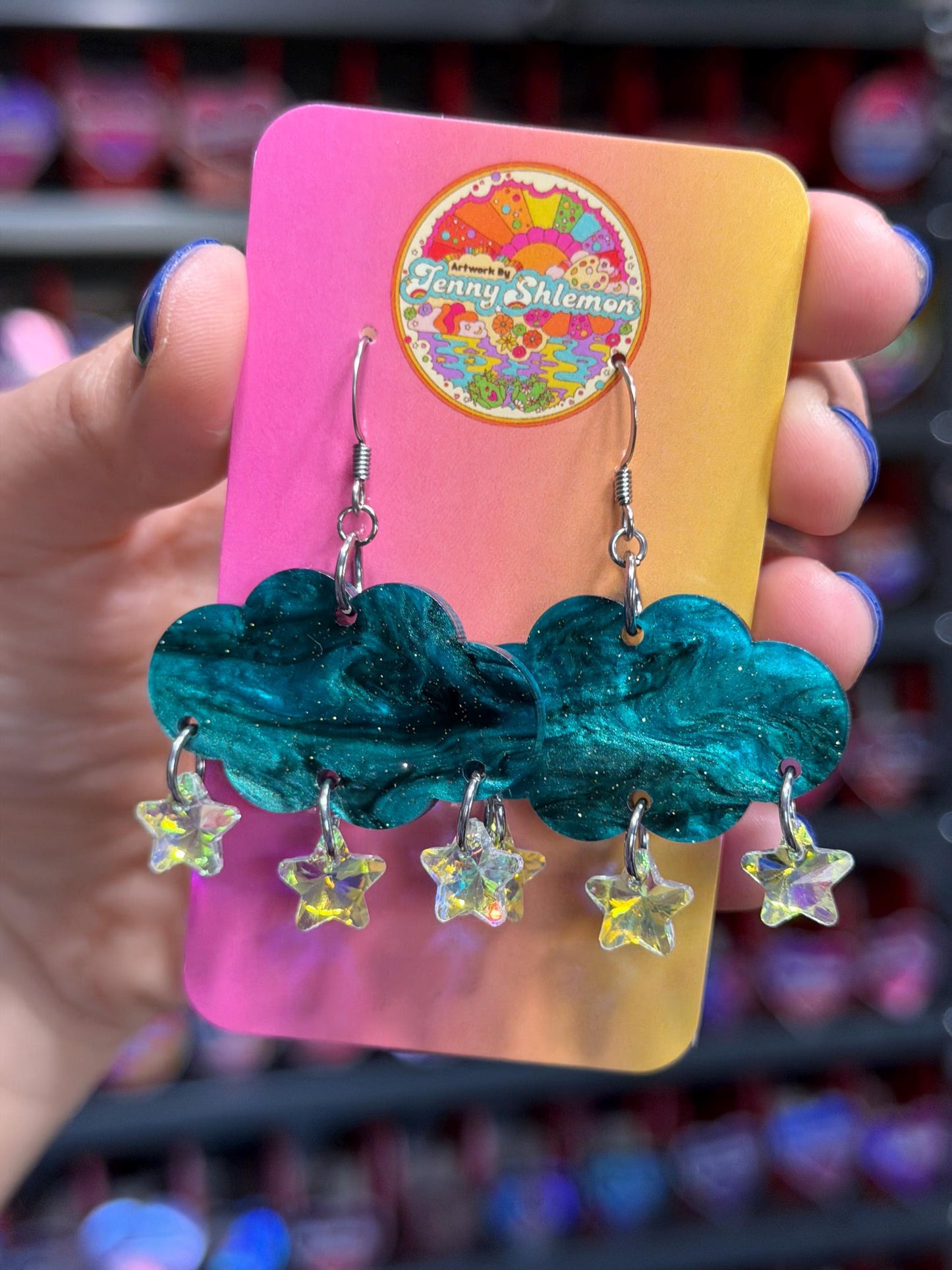 Cloudy Day Acrylic Earrings - Magic Forest Stars (MINI SIZE)