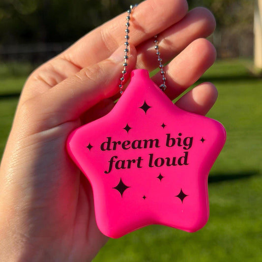 Hot Pink Rubber Star Coin Purse - Dream Big Fart Loud