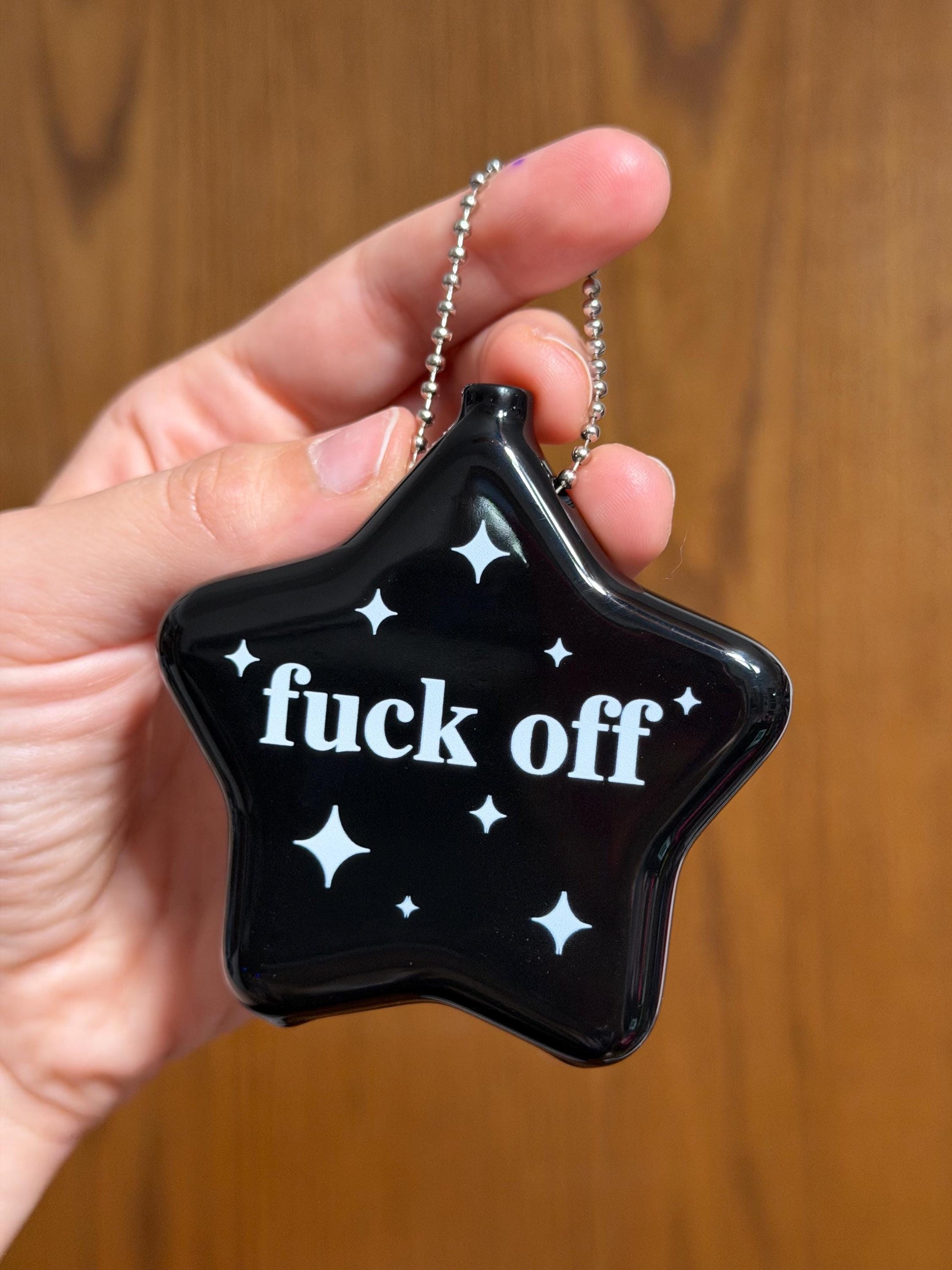Black Rubber Star Coin Purse - Fuck Off