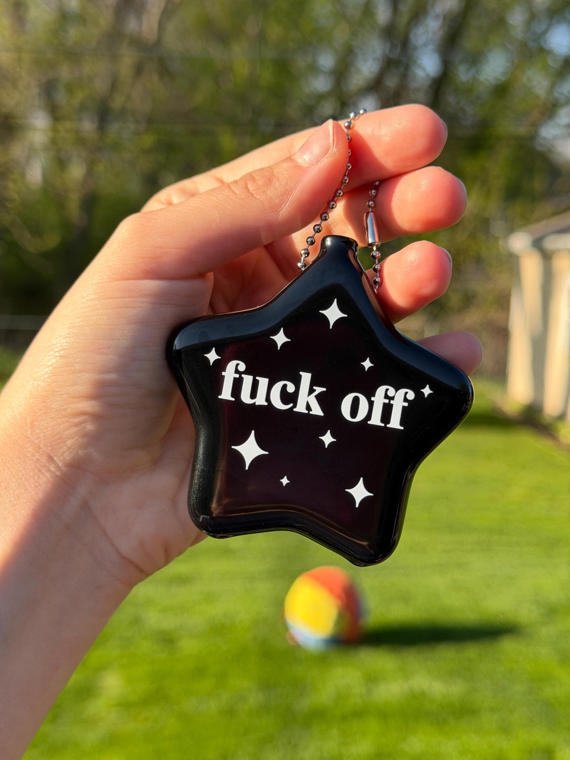 Black Rubber Star Coin Purse - Fuck Off