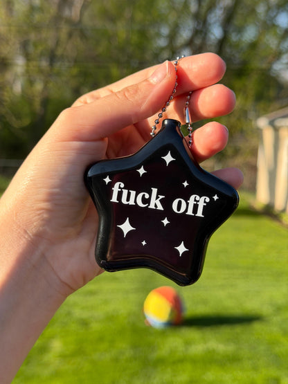 Black Rubber Star Coin Purse - Fuck Off