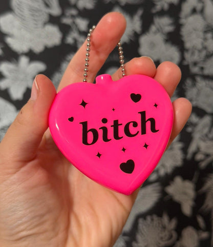 Vintage Heart Coin Purse Pink - Bitch