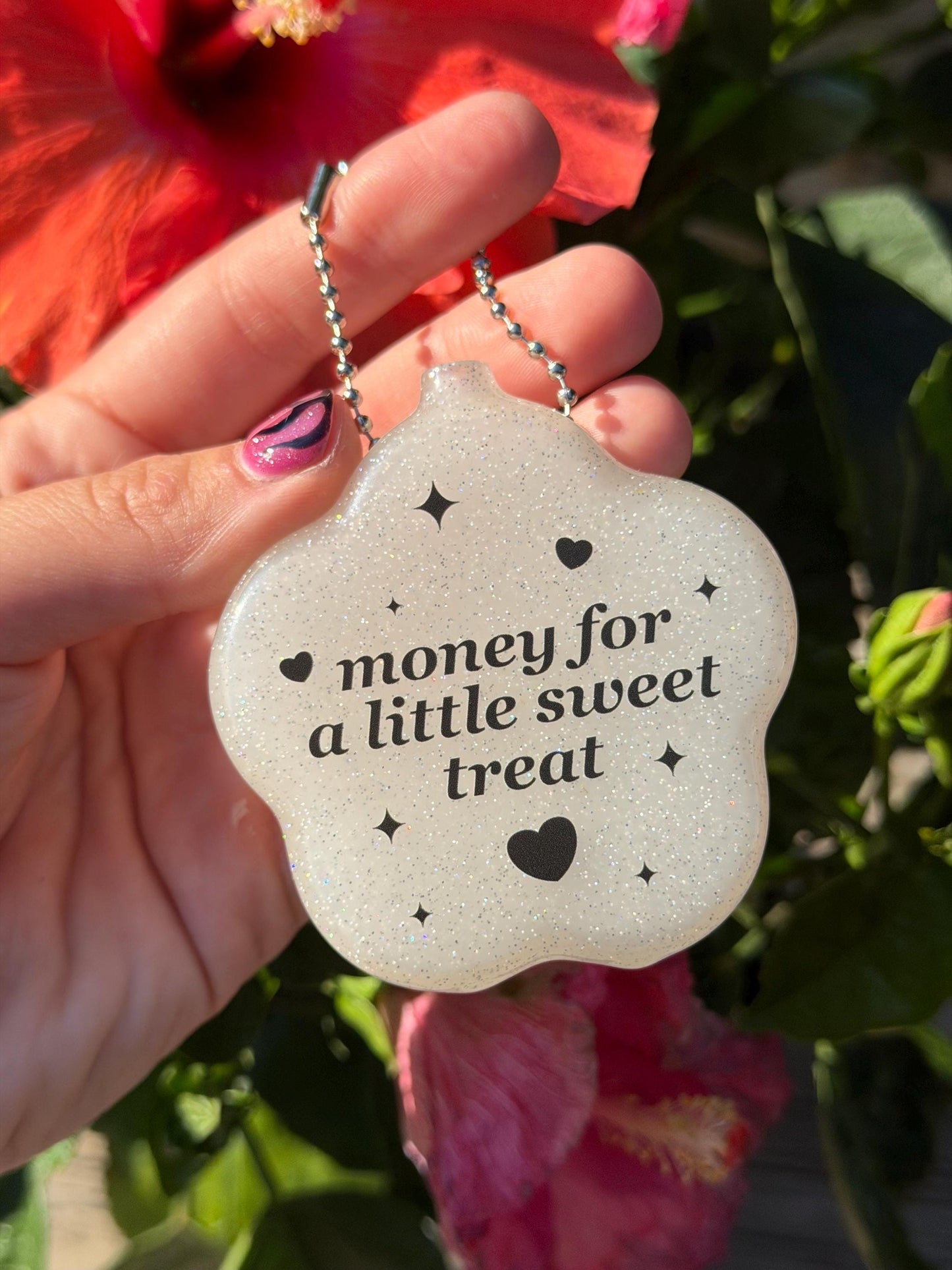 Rubber Sparkle Floral Coin Purse - Money For A Little Sweet Treat
