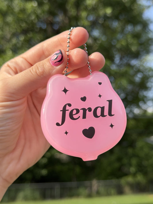 Vintage Cat Coin Purse - Feral (Translucent Pink)