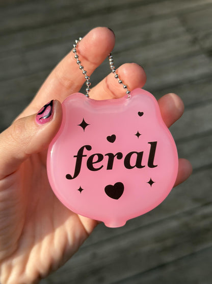 Vintage Cat Coin Purse - Feral (Translucent Pink)