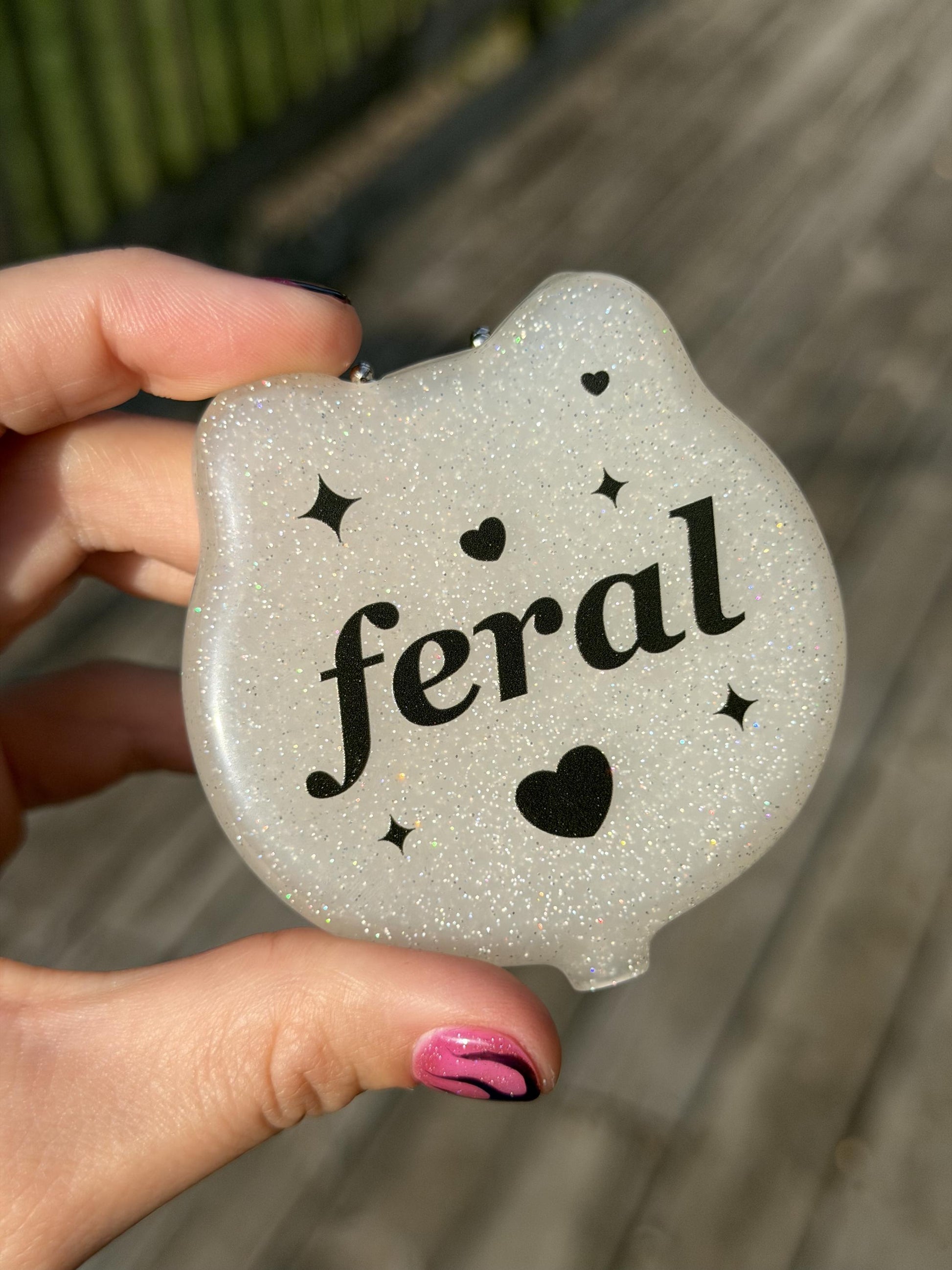 Vintage Cat Coin Purse - Feral (Sparkly White/Translucent)