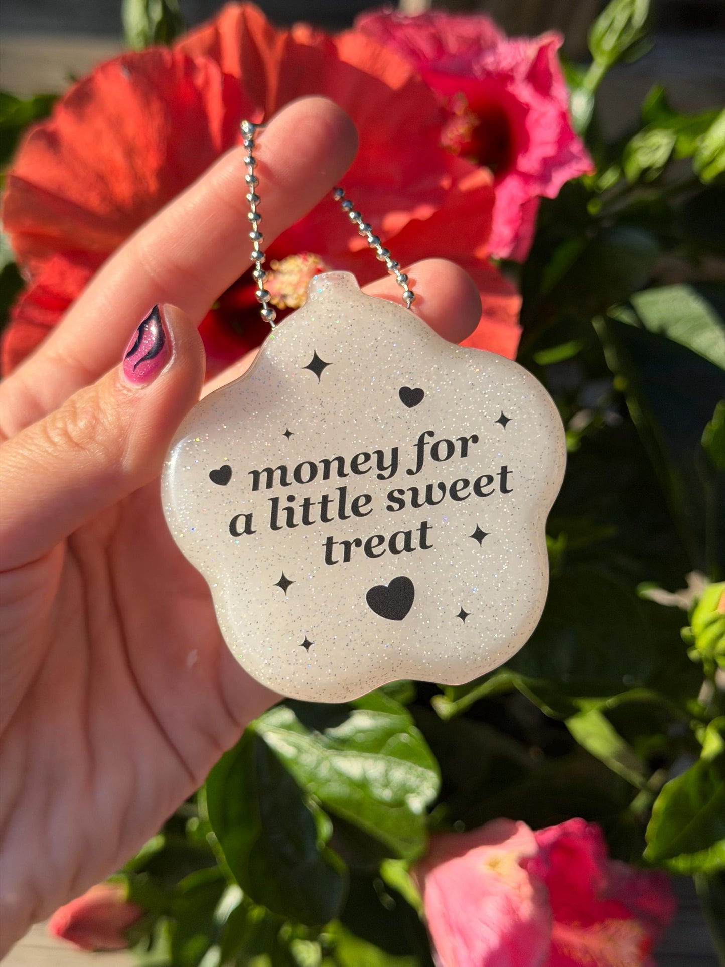 Rubber Sparkle Floral Coin Purse - Money For A Little Sweet Treat