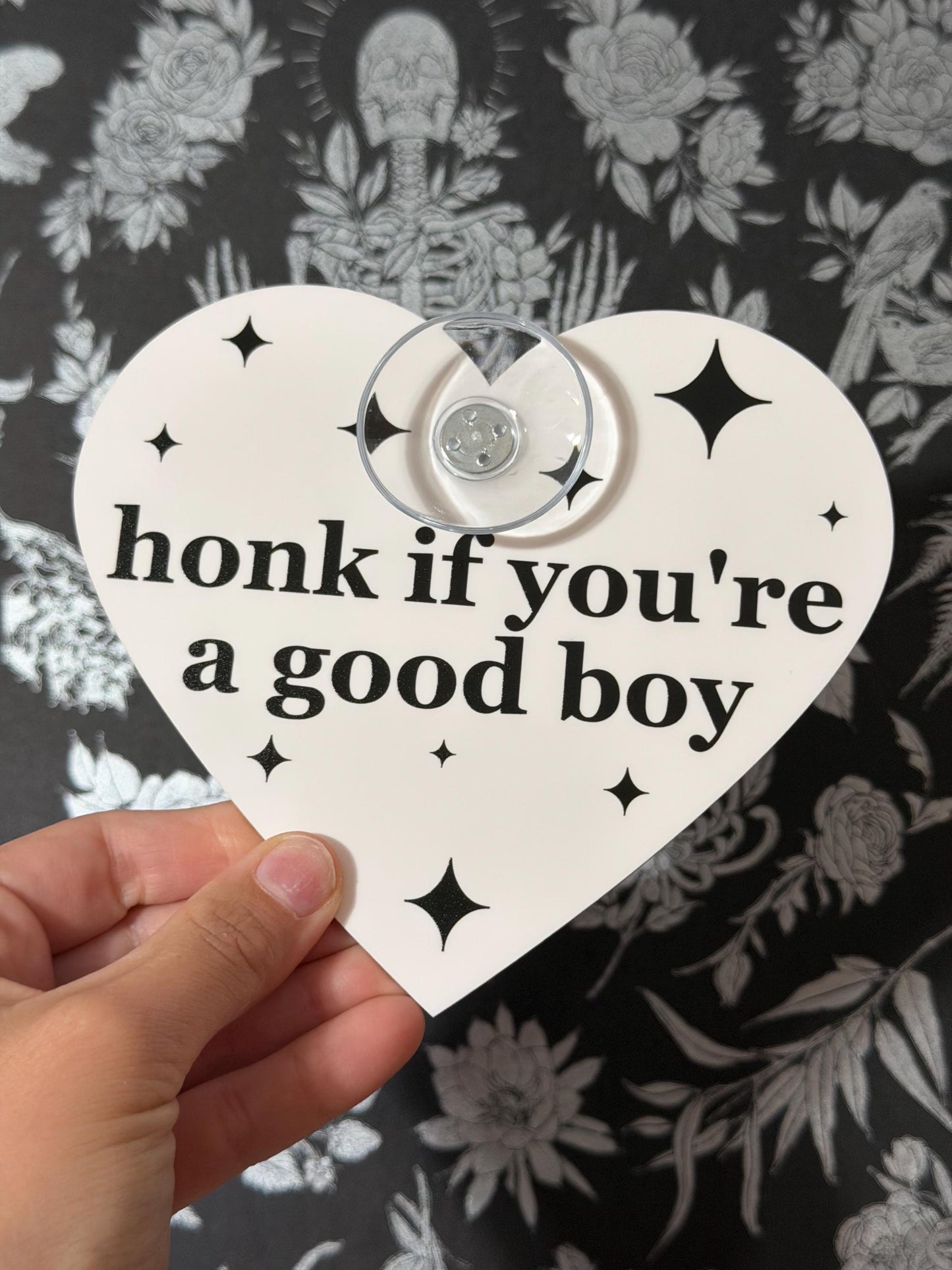 Acrylic Car Sign: Honk If You're A Good Boy – Heart Shape