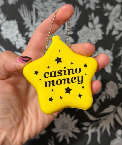 Hot Pink Rubber Star Coin Purse - Casino Money
