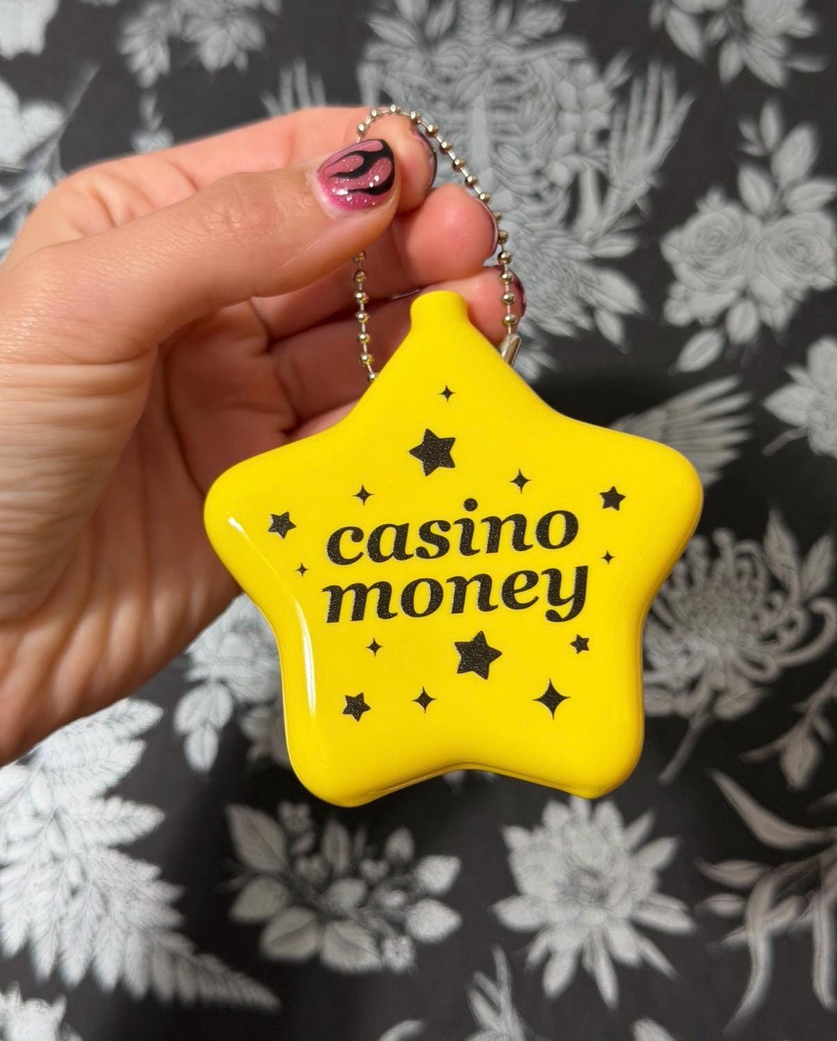 Hot Pink Rubber Star Coin Purse - Casino Money