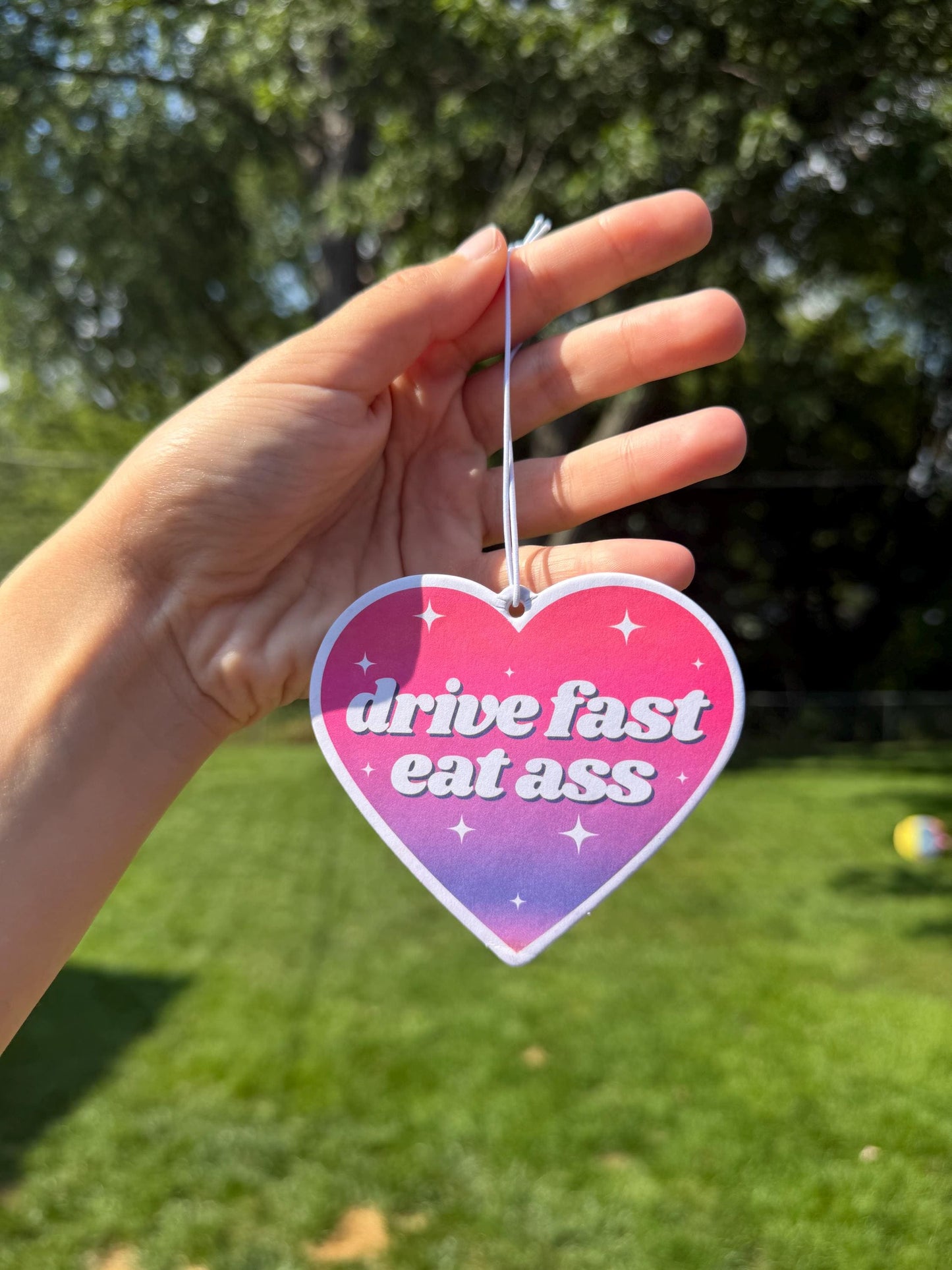 Drive Fast Eat Ass Car Air Freshener - Rose Scent