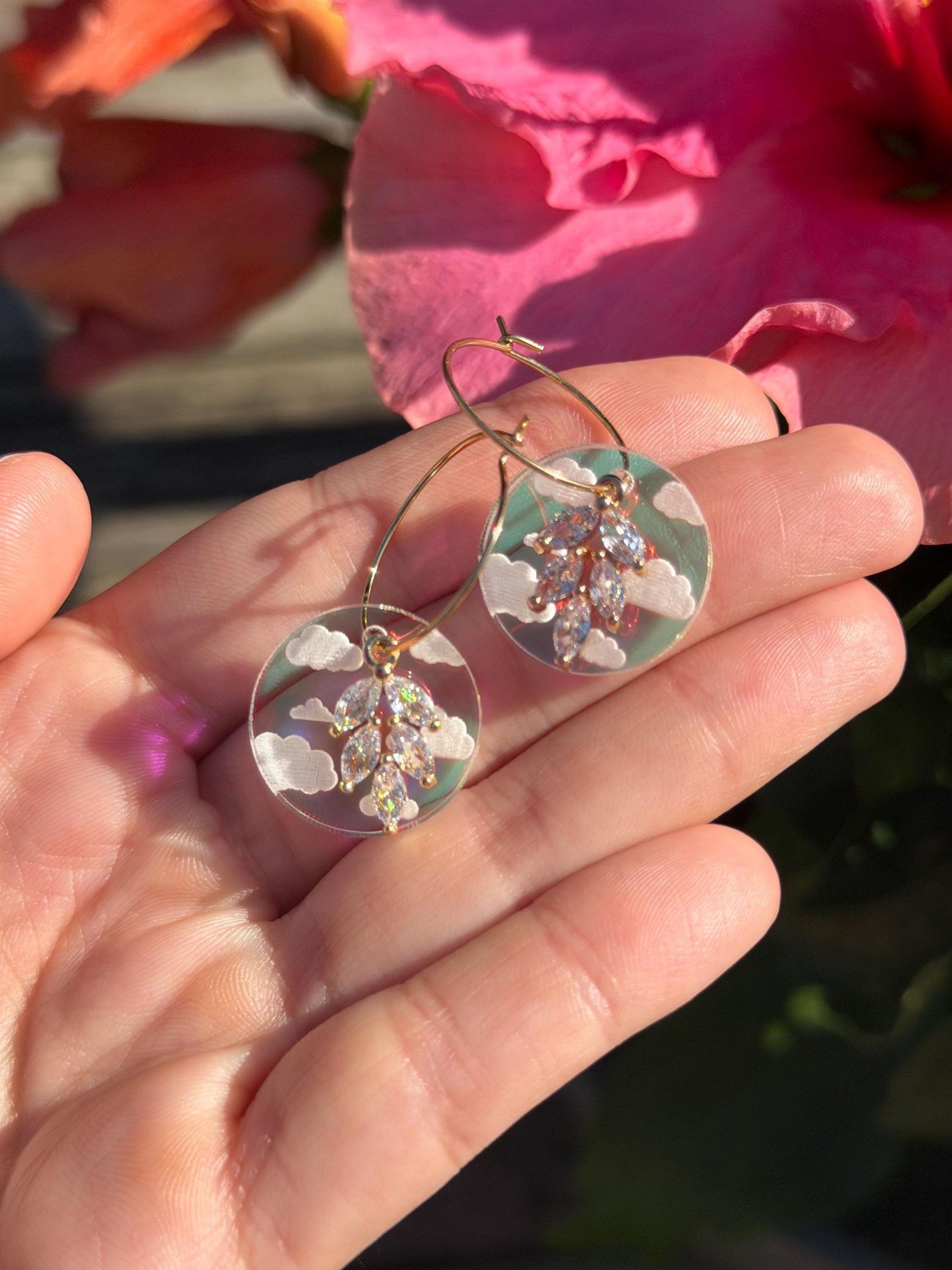 Iridescent Cloudy Charmed Circle Hoop Earrings