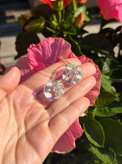 Iridescent Cloudy Charmed Circle Hoop Earrings