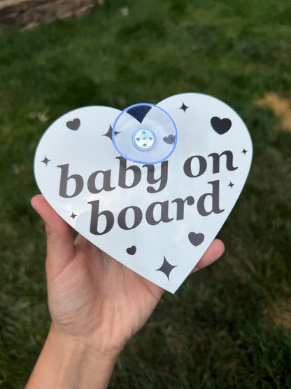 Individual Acrylic Car Sign: Baby On Board – Heart Shape