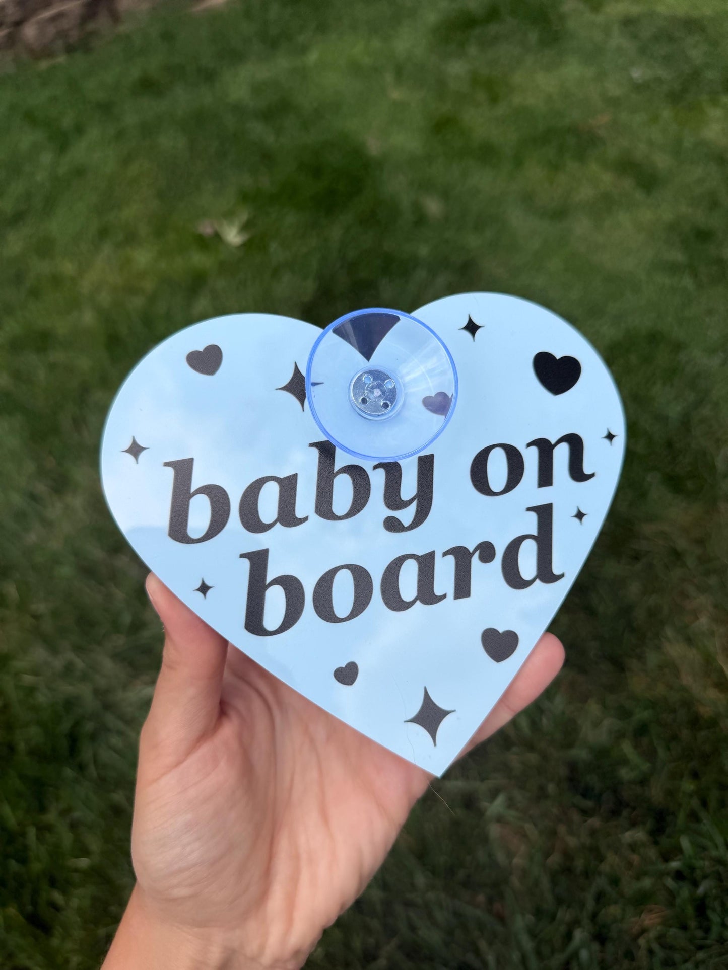 Individual Acrylic Car Sign: Baby On Board – Heart Shape