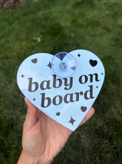 Individual Acrylic Car Sign: Baby On Board – Heart Shape