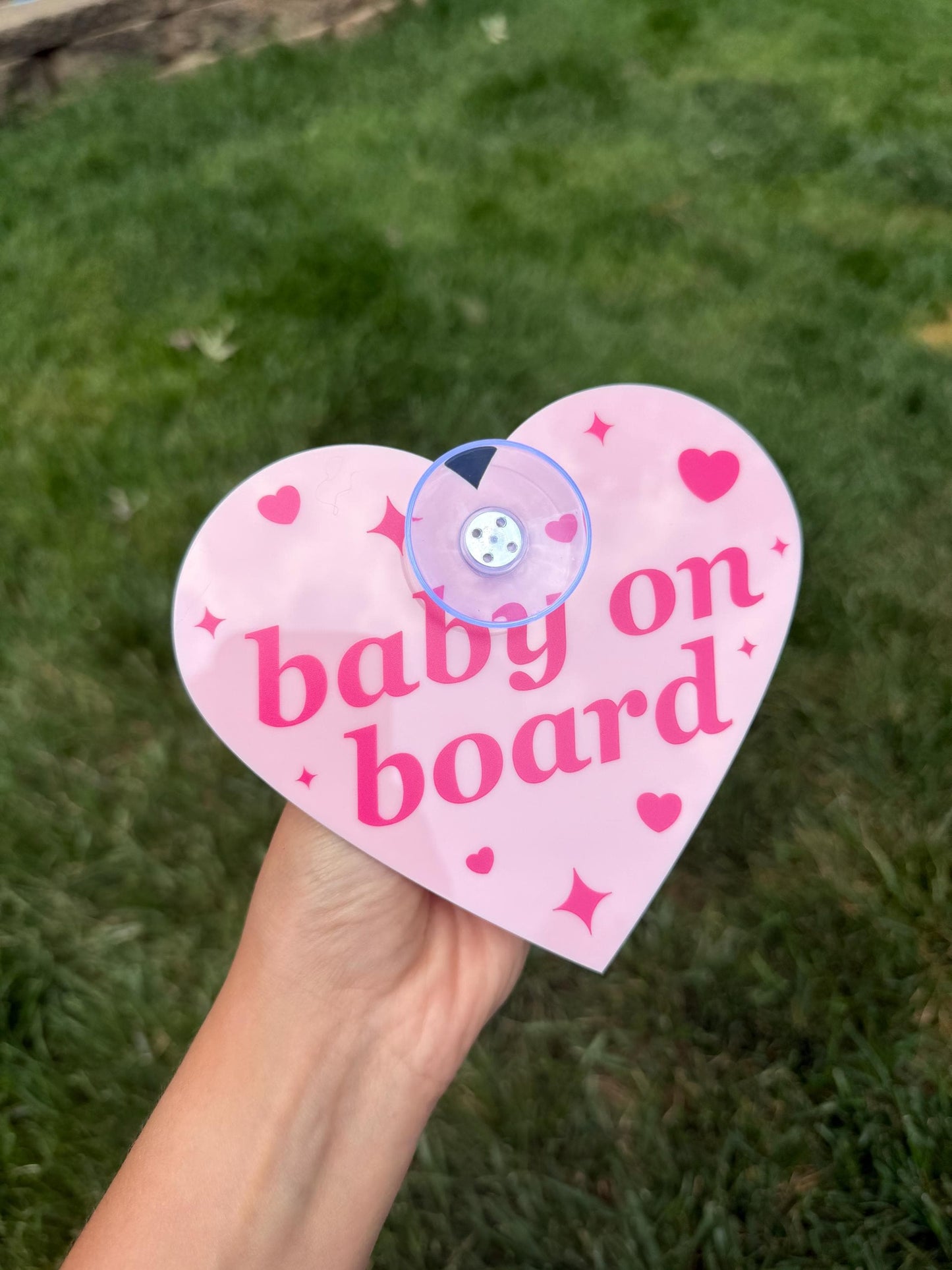Individual Acrylic Car Sign: Baby On Board – Heart Shape