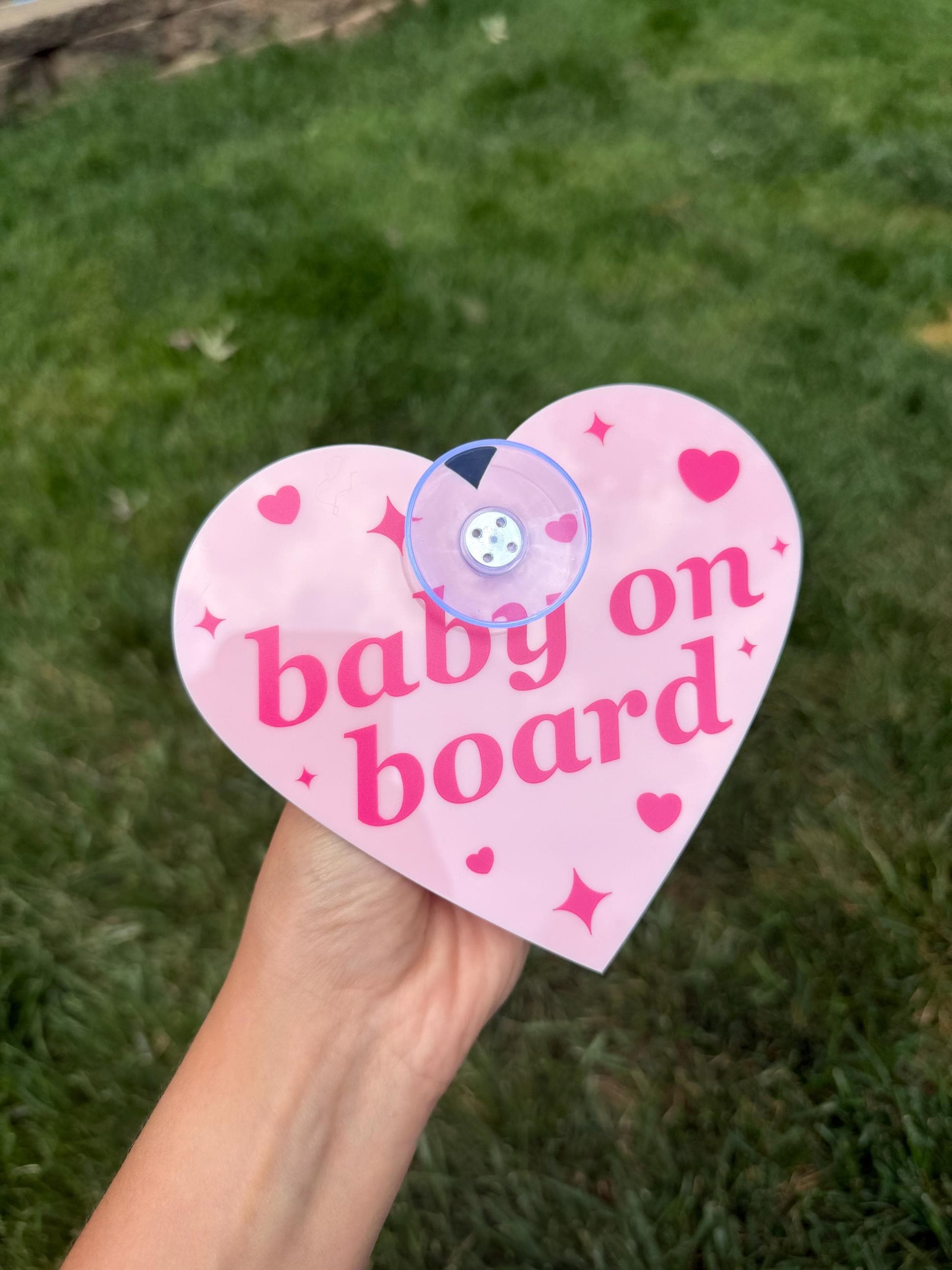 Individual Acrylic Car Sign: Baby On Board – Heart Shape
